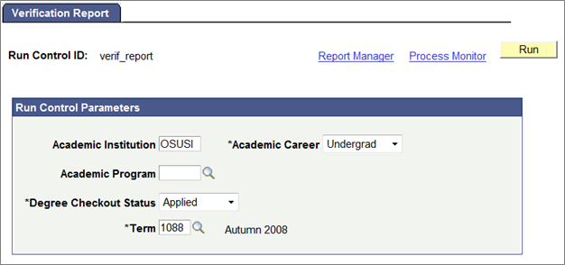 College Verification Report Process Scheduler Request