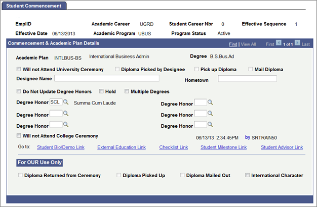 Student Commencement page