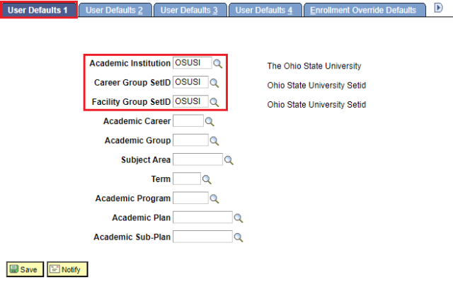 SIS Defaults OSU ID page