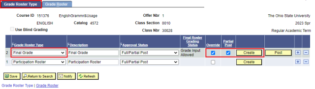Grade roster type