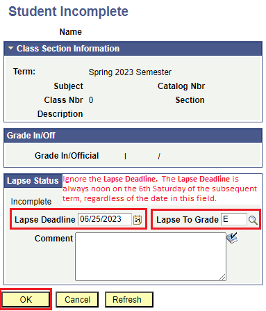 Incomplete grade