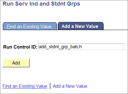 Student Group Batch Control ID page