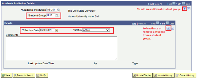 Student Group page