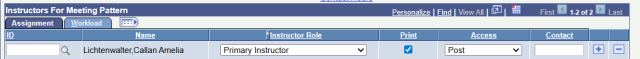 Screen shot of Maintain Class schedule and how to set up the appropriate instructor for study abroad courses