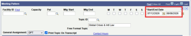 Screen shot of Maintain Class schedule and how to set up the appropriate instructor