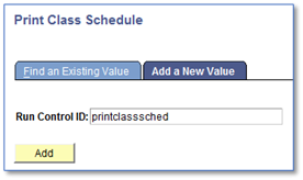 Screenshot Print Class Schedule and Run Control ID code