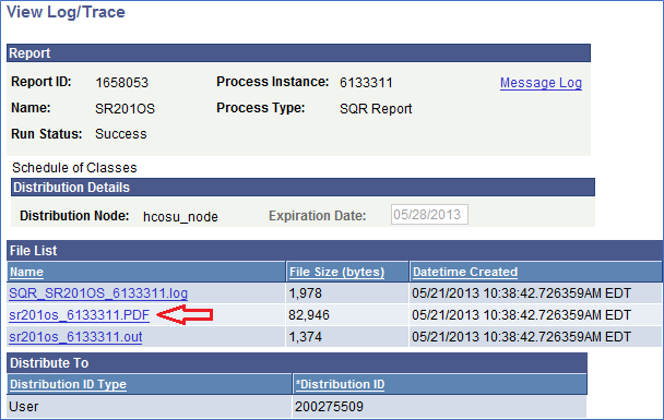 Screenshot Print Class Schedule Report View Log Trace to check work
