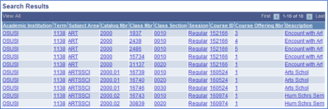Screenshot of class roster and search results