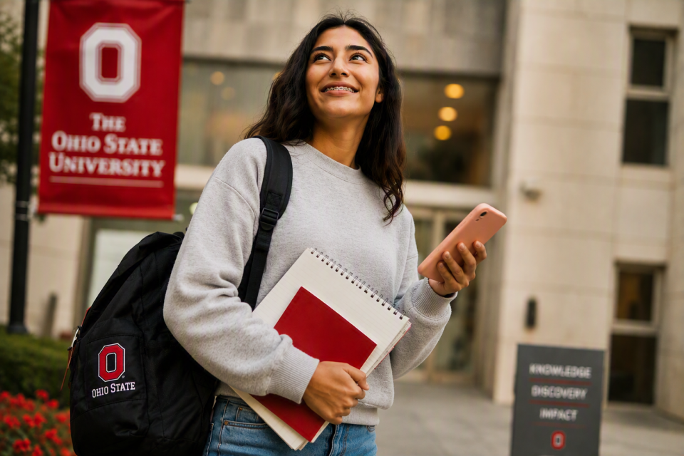 student walking on campus