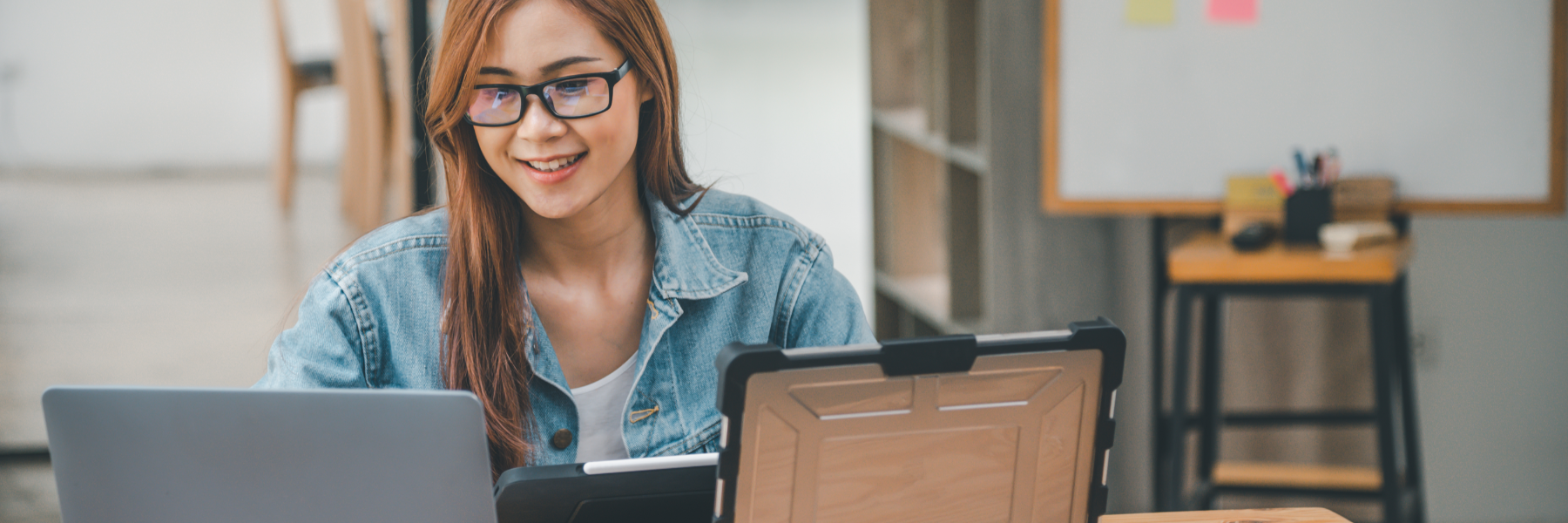 Female programmer working on software development.