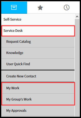 Navigation filter field looking for Service Desk