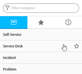 Service Now Navigation panel with Service Desk highlighted
