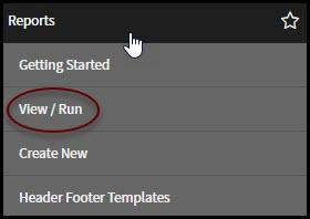 View Run Reports tool in Navigation menu