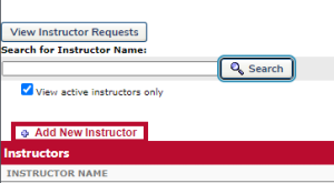 The Instructors page with the Add New Instructor link circled