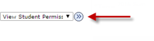 A double arrow button is highlighted. This button must be selected to access the View Student Permissions page. 