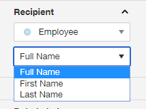 The recipient options with the menu expanded to show name options