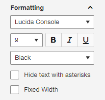 The formatting options