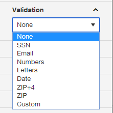 The validation options