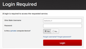 the Ohio State login page
