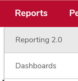the reports menu expanded with reporting 2.0 circled