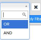 X factor drop down menu,  includes options of or and  and. 