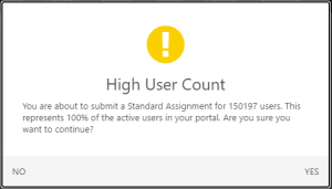 High User Count warning message 