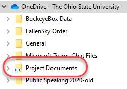 Folder Project Documents shown linked in File Explorer