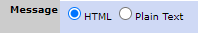 the HTML and Plain Text message options