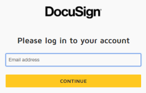 the docusign login page