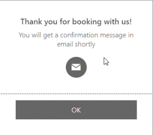 confirmation pop up of scheduled space