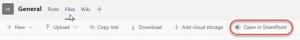 Open in Sharepoint button