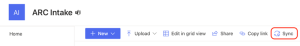 Sync button in OneDrive