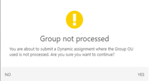 group not processed warning message