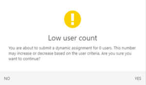 low user count warning message