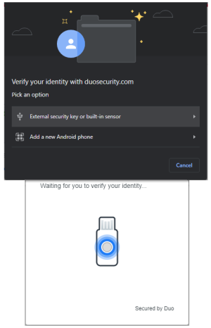 On screen prompt asking you to insert your key