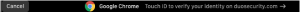 Chrome browser prompt to touch ID
