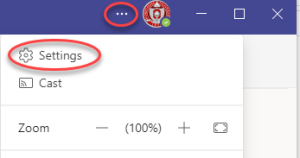 Teams ellipses menu open showing another settings option