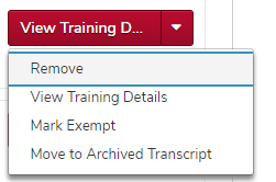 the view training details menu expanded
