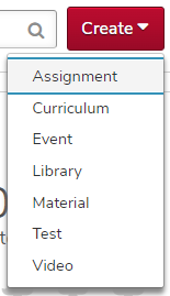 the create menu expanded