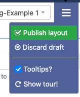 layout menu with the publish layout option highlighted