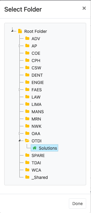Select folder panel open with the home folder selected