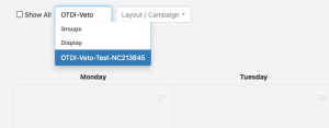 Displays list open showing the displays your layout can be sent to