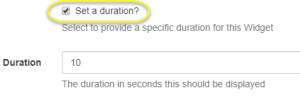 Set a duration box checked for a specific item