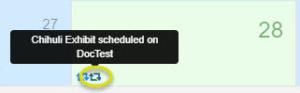 Schedule event icon highlighted on the calendar view
