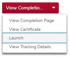 the view certificate button expanded showing the launch option
