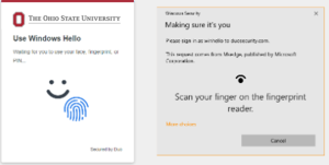 Windows Hello prompt screen