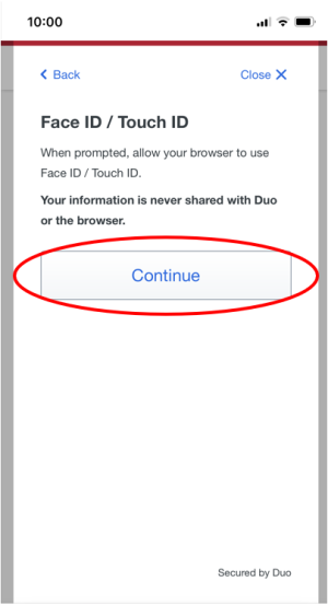 Image of Continue button 