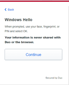Image of Windows Hellow Contine Button