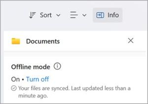 screenshot of dialogue box to disable Offline Mode on OneDrive