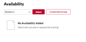 the availability page with a criteria selected